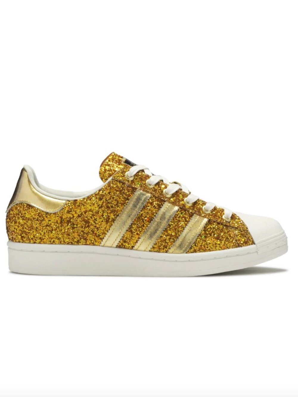 Adidas Superstar "Sparkling Pro Sample" in Gold, size 7.5`
